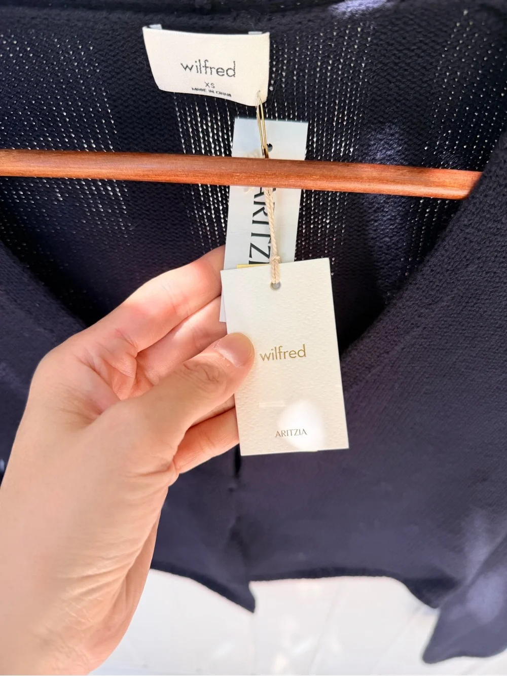 ARITZIA Wilfred Basque Cardigan XS Content: 55% wool, 45% cotton navy